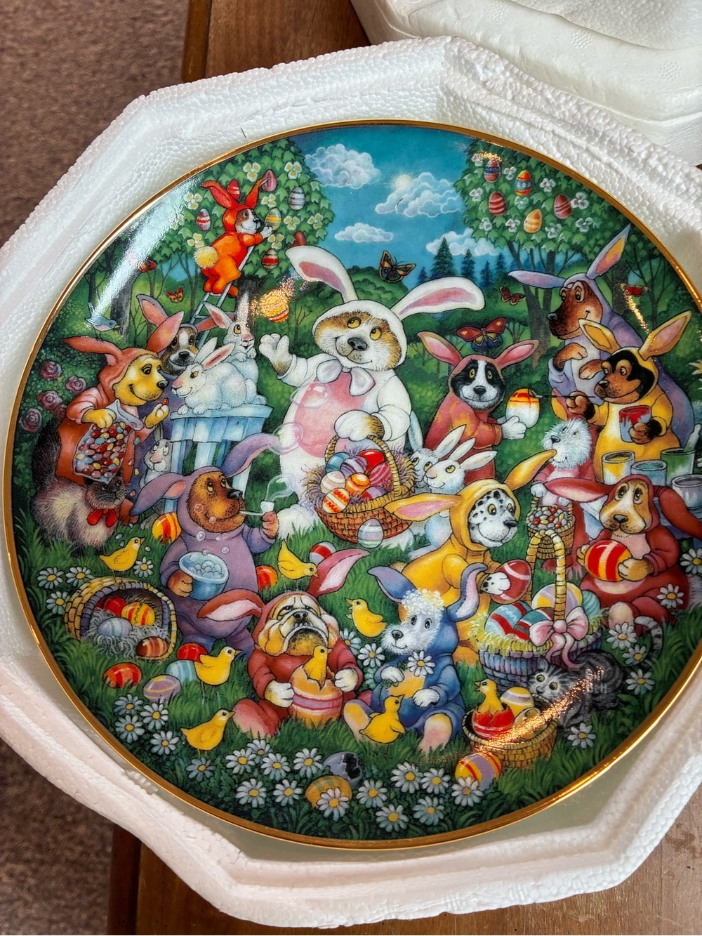 Franklin Mint Heirloom Collector Plate “ Doggone Egg-Stravaganza”